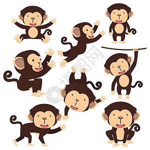 可爱猴子漫画角色组合图片