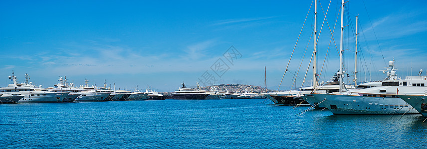 雅典港的游艇和船只 希腊雅典全景航行蓝色旅行港口码头运输图片