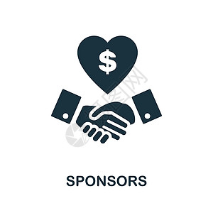 赞助商平面图标 财务管理系列中的彩色元素符号 平面赞助商图标标志 用于网页设计 信息图表等图片