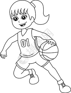 女孩打篮球彩色专页图片