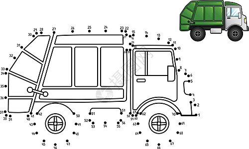 Dot 到点垃圾车单色卡车页面图片
