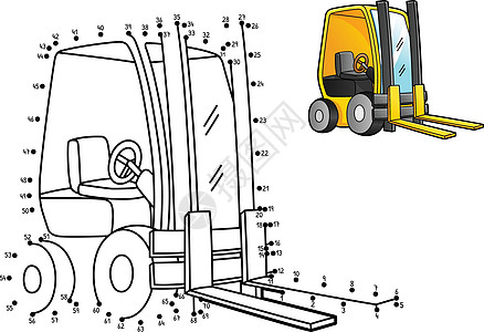 大卡车Dot 点到点叉车孤立的颜色页面插画