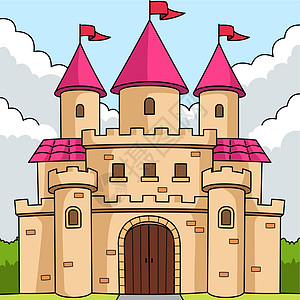 皇家城堡彩色卡通插图图片