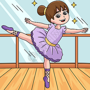 舞蹈芭蕾舞女彩色卡通图片