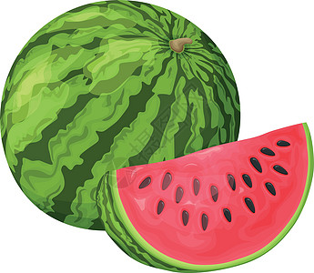 西瓜 成熟西瓜的图像 将成熟的红西瓜切块 在白色背景上孤立的矢量图饮食食物甜点营养水果浆果果汁插图种子小吃图片