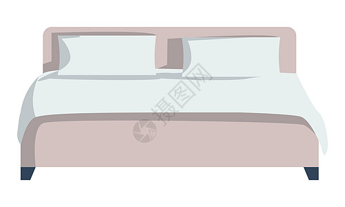 双床半平面彩色矢量对象图片