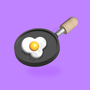 用木柄煎锅 3 d 和紫底炒鸡蛋图片