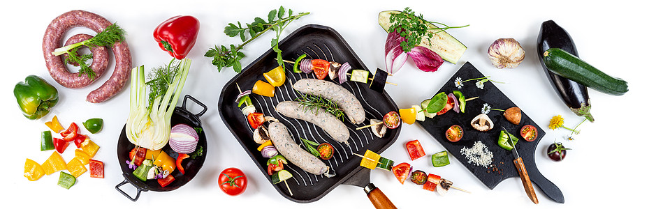 以肉类和蔬菜全景观为食谱的杂质食品静物传家木板菜单素食水平猪肉西红柿美食情况图片