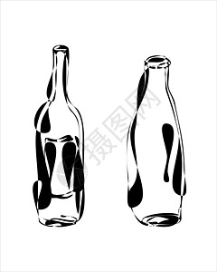 瓶装玻璃板质的远期性 艺术插图 抽象艺术 孤立白底背景图片