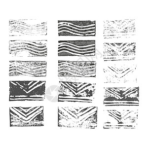 印章装饰性手绘追踪 设置波形信封 孤立的白色背景图片