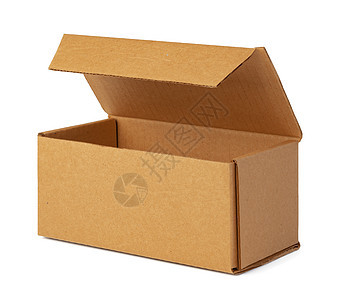 白色上隔离的开放棕色纸箱船运包装服务邮递员纸盒卡片盒邮件工艺店铺运输图片