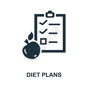 饮食计划图标 用于模板 网页设计和信息图表的单色简单饮食计划图标图片
