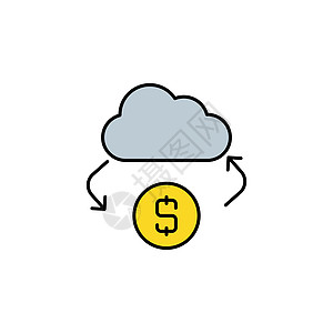 云 钱 在线 传输线图标 金融插图图标的元素 优质图形设计图标 可用于网络 徽标 移动应用程序 UI UX图片