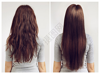 在拍一个卷发和直发女人前后的镜头之前和之后都这样图片