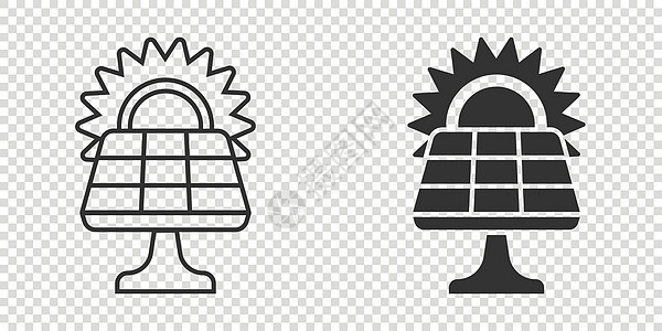 平板式太阳能面板图标 生态能源矢量插图以白色孤立背景显示 电动符号商业概念技术网站互联网阳光电池活力办公室环境太阳能板按钮图片