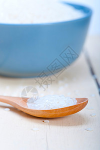 原白稻面粉盘子宏观午餐粮食乡村木头蓝色白色食物背景图片