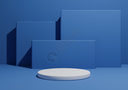 明亮 黑暗 面糊 蓝色 3D化成简单 最起码的产品显示布局背景 背景中有一个讲台或站台和几何方形图片