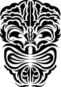 模式面罩 传统图腾符号 毛利人风格 白背景孤立的矢量插图热带羽毛古董艺术打印上帝面具装饰品神话文化图片