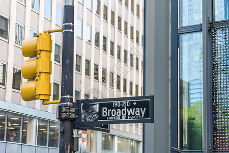 美国纽约百老汇街标牌时代街道广场旅行城市大街办公室指示牌表演蓝色图片