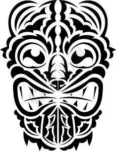 模式面罩 传统图腾符号 毛利人风格 白背景孤立的矢量插图打印上帝标识热带装饰品情调文化面具古董异国图片