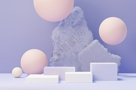 2022年产品展示和广告设计时用非常Peri颜色的美容讲台3d翻版 最低面粉天空和Mreamy土地场景 浪漫概念风格几何装饰品小图片