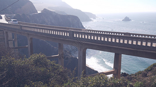 毕士比溪桥 太平洋海岸高速公路1号 卡布里略路 加利福尼亚州 大苏尔旅游建筑学悬崖岩石外表峡谷海岸运输海洋山脉图片