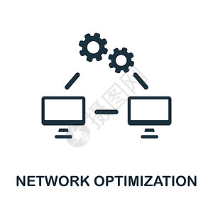 网络优化平面图标 来自互联网安全集合的彩色元素符号 平面网络优化图标标志 用于网页设计 信息图表等图片