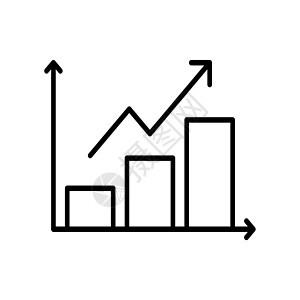 白色背景上的增长图薄线图标 - 矢量图片