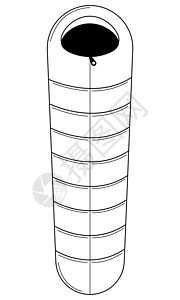 手画旅游者睡袋 在远足时睡觉用的东西 面条风格 矢量图片