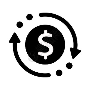 黑色圆环货币转账图标 简单箭头金融美元标志销售平面设计矢量象形图 白背景孤立的应用程序标识网络按钮界面要素图片