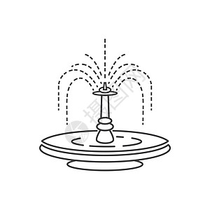 城市喷泉线图标艺术流动花园公园插图石头标识景观建筑学瀑布图片