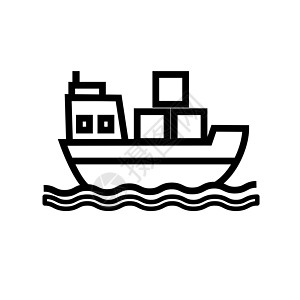 货船图标 在白色背景上隔离的货船矢量图标标识的轮廓图 任何网页设计的细线图图片