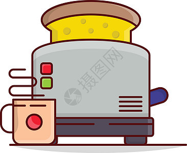 烤面包机机器厨房插图健康烹饪厨具面包早餐食物饮食背景图片