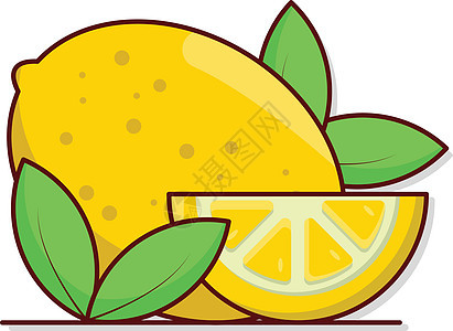 柠檬食物水果资产插图蔬菜叶子黄色营养背景图片