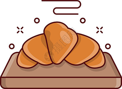 羊角面包插图标识糕点物品美食咖啡黑色食物早餐甜点背景图片