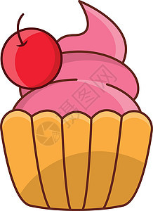 纸杯标识食物白色艺术插图面包红色奶油绘画甜点图片