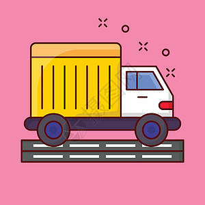 卡车零售包装汽车运输插图货运货车送货旅行车辆图片