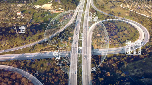 现代公路和数据技术概念 智能交通 ITS 智能交通系统 移动即服务商业电脑生长图像市场基础设施城市路口车辆软件图片