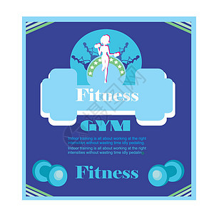 健身俱乐部传单肌肉健身房成人运动服女孩运动女士练习卡通片插图背景图片