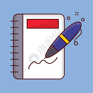 笔记本写笔记床单空白铅笔绘画教育文档白色商业插图图片