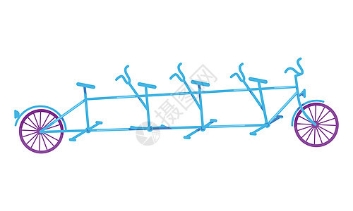 坦迪姆自行车半平板彩色矢量物体图片