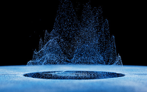 波粒子 幻想背景 3D投影粉末海浪渲染蓝色飞溅材料魔法灰尘波浪状奢华图片
