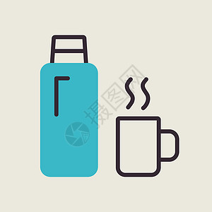 热水瓶矢量图标 露营标志瓶子咖啡插图烧瓶旅行液体温度真空杯子图片