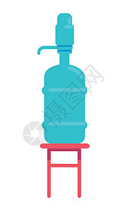瓶装饮用水水手泵半平板彩色矢量物体图片