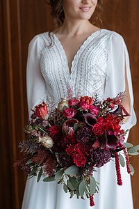 优雅的婚礼花束鲜鲜天然鲜花餐饮新娘玻璃白色庆典派对接待风格花朵桌子图片