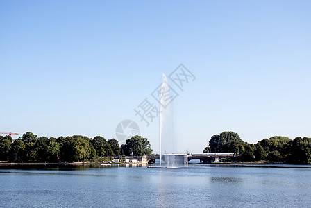 德国汉堡宾那纳斯特的阿尔斯特喷泉蓝色观光城市港口建筑学地方公园景观湖泊地标图片