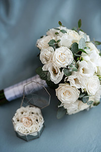 优雅的婚礼花束鲜鲜天然鲜花庆典花朵奢华新娘风格接待装饰白色婚姻玻璃图片