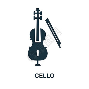 大提琴图标 乐器收藏中的简单元素 用于网页设计 模板 信息图表等的创意大提琴图标图片