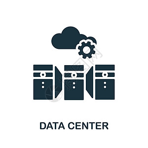 数据中心平面图标 来自网络集合的彩色元素符号 平面数据中心图标标志 用于网页设计 信息图表等图片