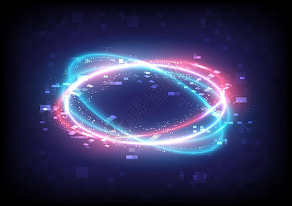 故障和像素 技术发光的旋流光效果 圆形元素的能量 发光的科幻小说 闪亮的霓虹灯宇宙 未来的漩涡宇宙踪迹效果 魔框图片